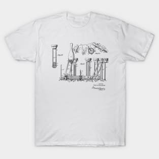 Automatic Bowling Mechanism Vintage Patent Hand Drawing T-Shirt